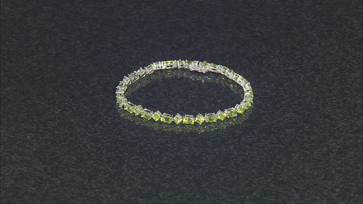 Green Peridot Rhodium Over Sterling Silver Tennis Bracelet 13.65ctw Video Thumbnail