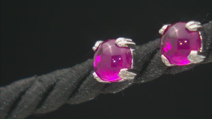 Red Lab Created Ruby Platinum Over Sterling Silver Stud Earrings Video Thumbnail