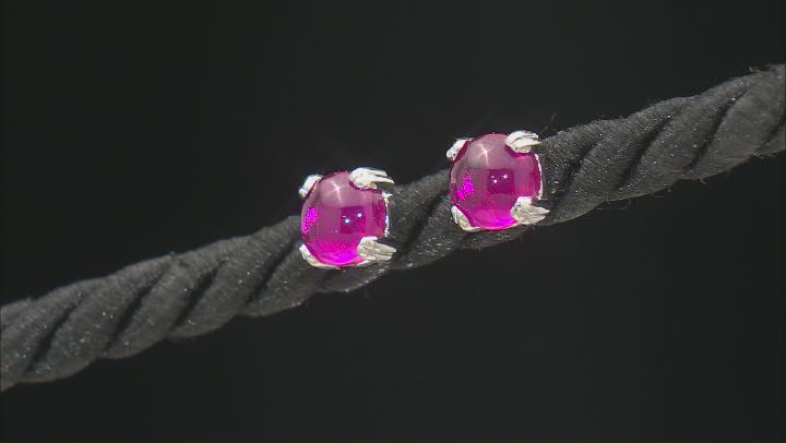Red Lab Created Ruby Platinum Over Sterling Silver Stud Earrings Video Thumbnail