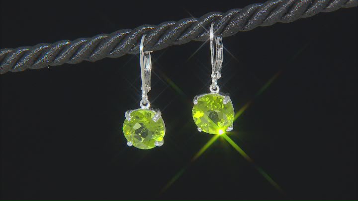 Green Peridot Rhodium Over Sterling Silver Earrings 7.65ctw Video Thumbnail