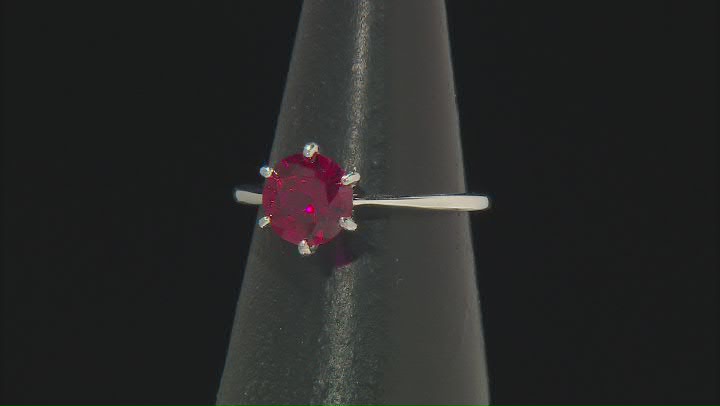 Lab Created Ruby Rhodium Over Sterling Silver Ring 3.10ctw Video Thumbnail