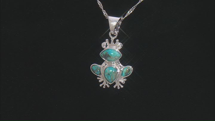 Blue Turquoise Rhodium Over Sterling Silver Prince Charming Pendant with Chain 0.11ct Video Thumbnail