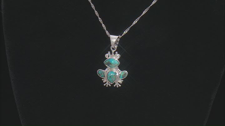 Blue Turquoise Rhodium Over Sterling Silver Prince Charming Pendant with Chain 0.11ct Video Thumbnail