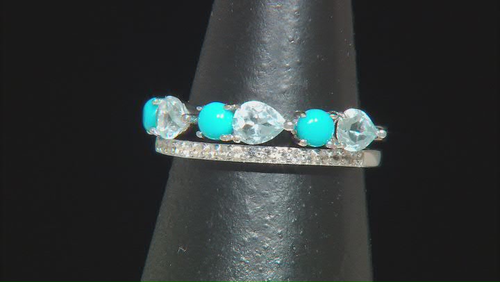 Sky Blue Topaz Rhodium Over Silver Ring 1.08ctw Video Thumbnail