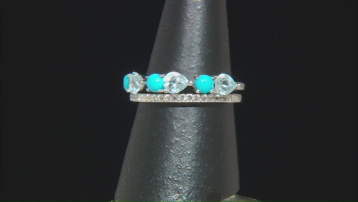 Sky Blue Topaz Rhodium Over Silver Ring 1.08ctw Video Thumbnail