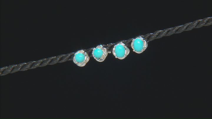 Sleeping Beauty Turquoise Rhodium Over Sterling Silver Earrings Set of 2 Video Thumbnail