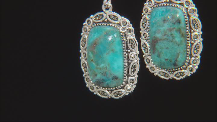 Blue Turquoise With Marcasite Sterling Silver Dangle Earrings Video Thumbnail