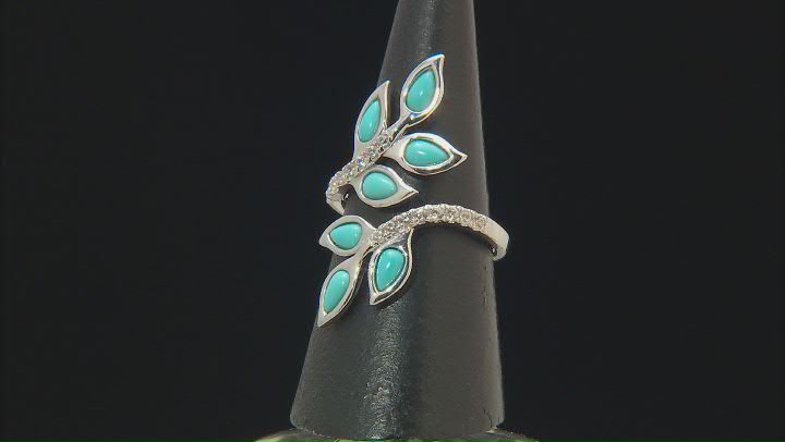 Sleeping Beauty Turquoise Rhodium Over Sterling Silver Bypass Ring Video Thumbnail