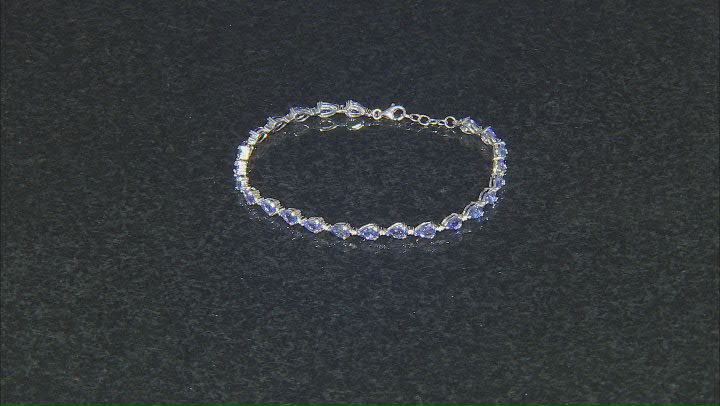 Blue Tanzanite Rhodium Over Sterling Silver Tennis Bracelet. 7.13ctw Video Thumbnail