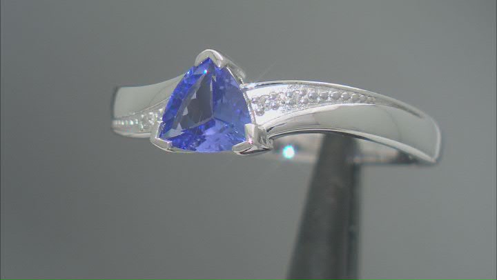 Blue Tanzanite Rhodium Over Sterling Silver Ring 0.78ctw Video Thumbnail
