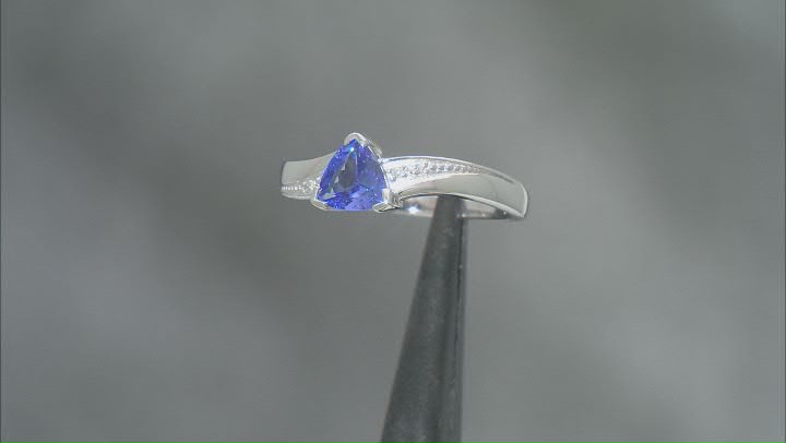 Blue Tanzanite Rhodium Over Sterling Silver Ring 0.78ctw Video Thumbnail