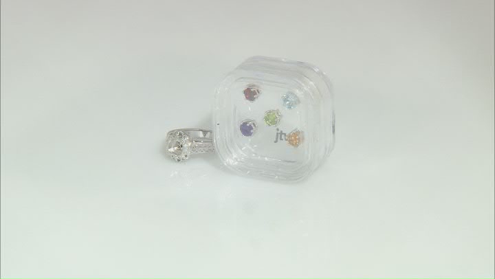Multi Gem Rhodium Over Sterling Silver Interchangeable Ring with Box 2.33ctw Video Thumbnail