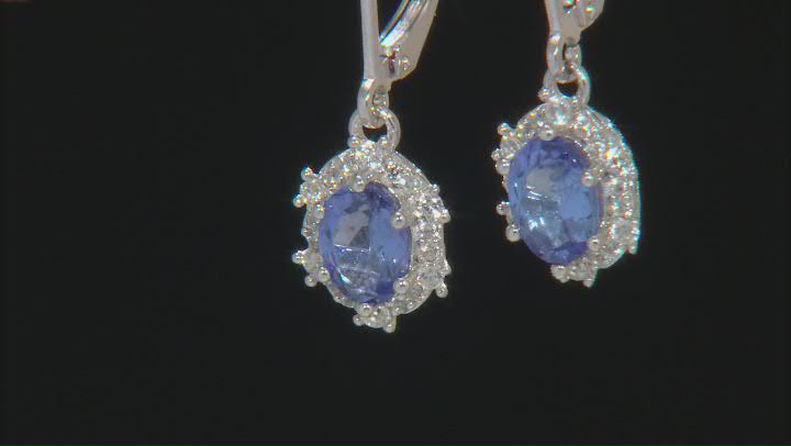 Blue Tanzanite Rhodium Over Sterling Silver Dangle Earrings 1.64ctw Video Thumbnail