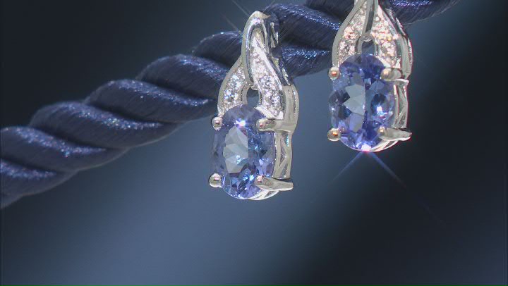 Blue Tanzanite Rhodium Over Sterling Silver Earrings 1.34ctw Video Thumbnail