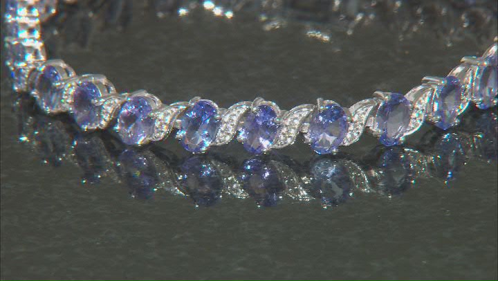 Blue Tanzanite Rhodium Over Sterling Silver Tennis Bracelet 9.96ctw Video Thumbnail