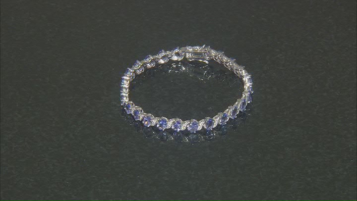Blue Tanzanite Rhodium Over Sterling Silver Tennis Bracelet 9.96ctw Video Thumbnail