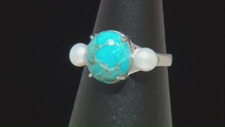 Blue Composite Turquoise Rhodium Over Sterling Silver Ring Video Thumbnail