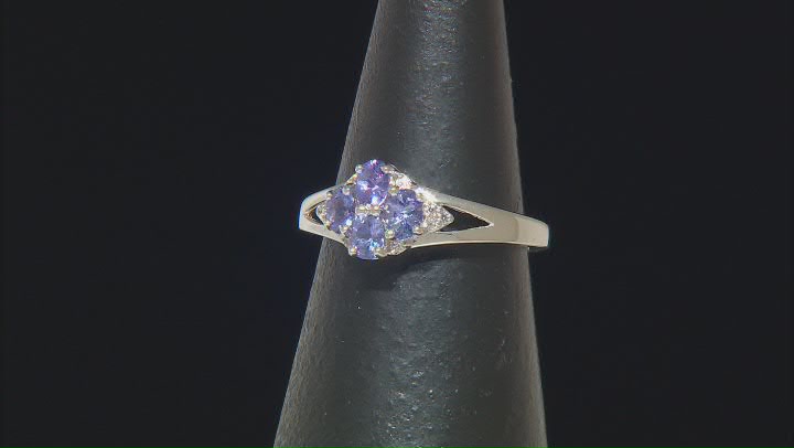 Blue Tanzanite Platinum Over Sterling Silver Ring 0.60ctw Video Thumbnail