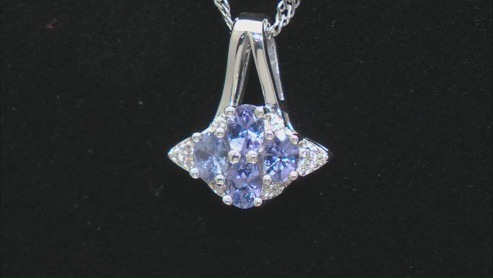 Tanzanite Rhodium Over Sterling Silver Pendant With Chain 0.70ctw Video Thumbnail