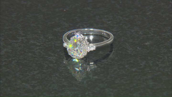 White Strontium Titanate Rhodium Over Sterling Silver Ring 3.80ctw Video Thumbnail