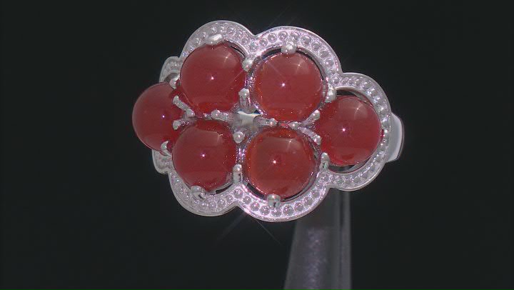 Carnelian Rhodium Over Sterling Silver Ring Video Thumbnail