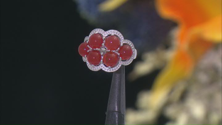 Carnelian Rhodium Over Sterling Silver Ring Video Thumbnail