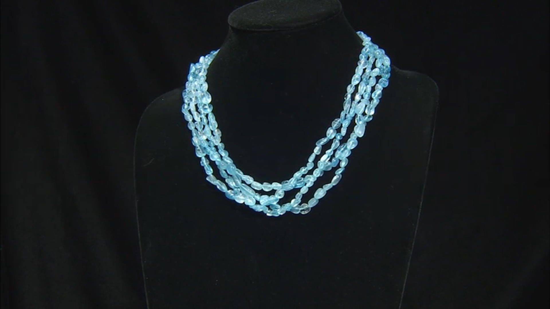 Free-Form Brazilian Aquamarine Rhodium Over Sterling Silver Necklace Video Thumbnail