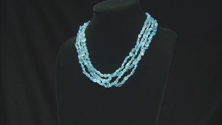 Free-Form Brazilian Aquamarine Rhodium Over Sterling Silver Necklace Video Thumbnail
