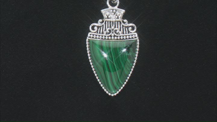 Green Malachite Sterling Silver Solitaire Pendant With Chain Video Thumbnail