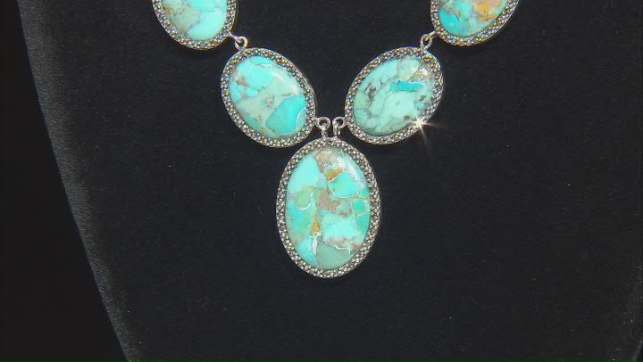 Blue Composite Turquoise With Marcasite Sterling Silver Necklace Video Thumbnail