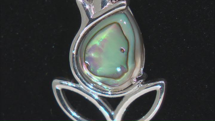 Abalone Shell Rhodium Over Sterling Silver Pendant with Chain Video Thumbnail