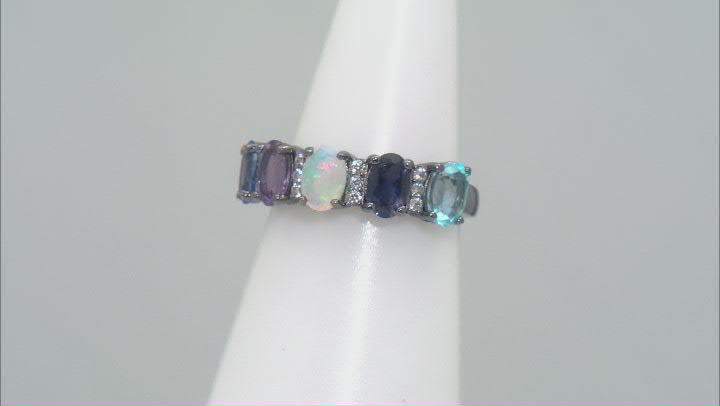 Multicolor Multi-Gem Black Rhodium Over Sterling Silver Ring 1.77ctw Video Thumbnail