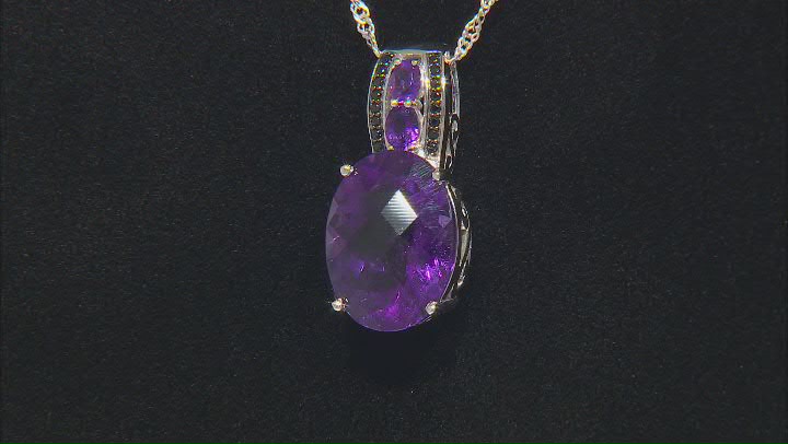 Purple amethyst sterling silver pendant with chain 7.44ctw Video Thumbnail