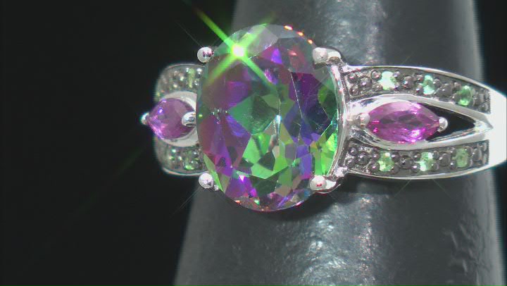 Green Topaz Rhodium Over Sterling Silver Ring 5.17ctw Video Thumbnail