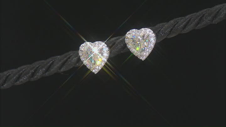Strontium Titanate Sterling Silver Heart Stud Earrings 3.12ctw Video Thumbnail
