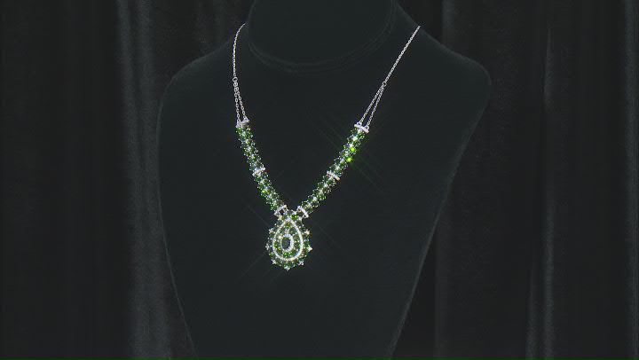 Green chrome diopside rhodium over silver necklace 17.57ctw Video Thumbnail