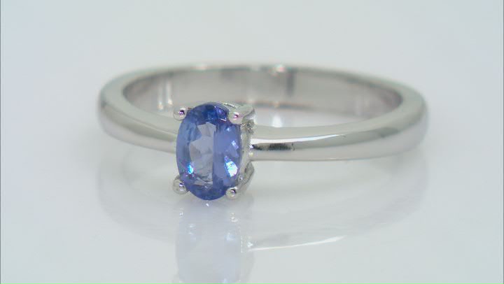 Blue Tanzanite Rhodium Over Sterling Silver Ring 0.40ct Video Thumbnail