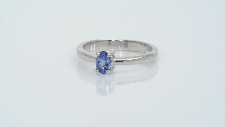 Blue Tanzanite Rhodium Over Sterling Silver Ring 0.40ct Video Thumbnail