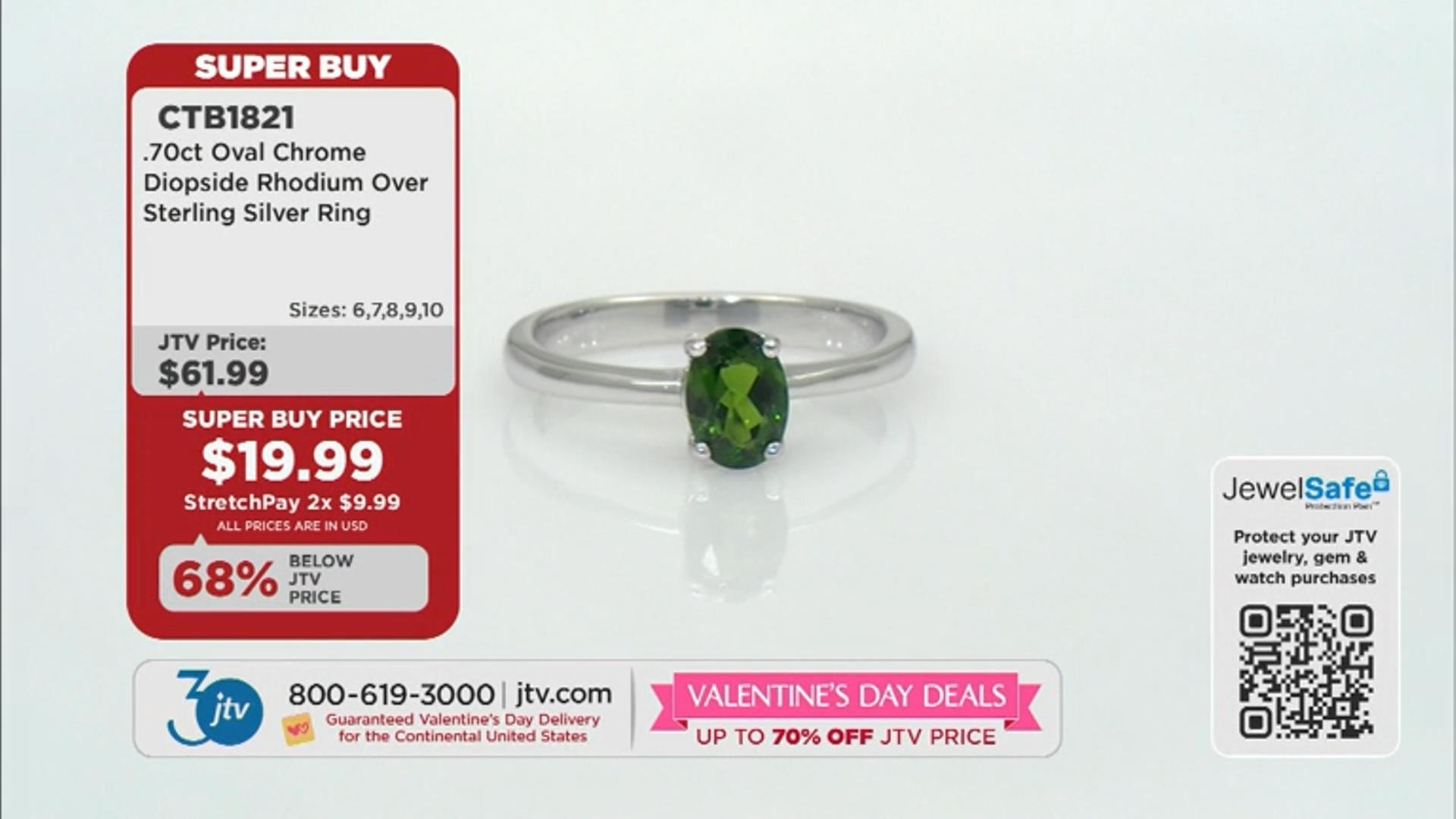 Green Chrome Diopside Rhodium Over Silver Ring .70ct Video Thumbnail