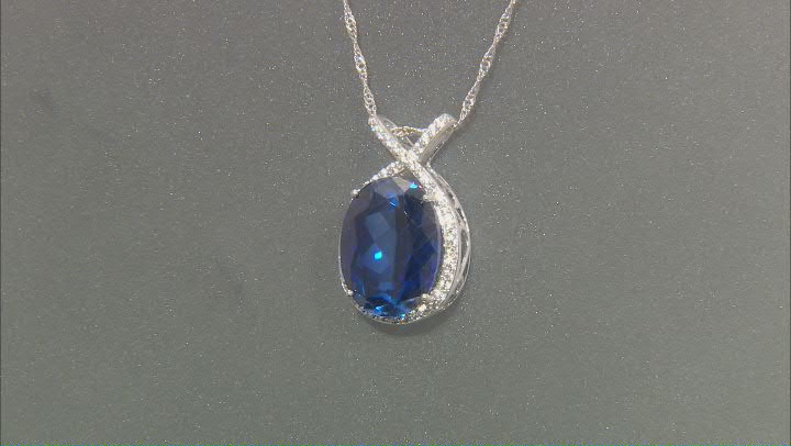 Blue Lab Created Sapphire Rhodium Over Silver Pendant With Chain 17.83ctw Video Thumbnail