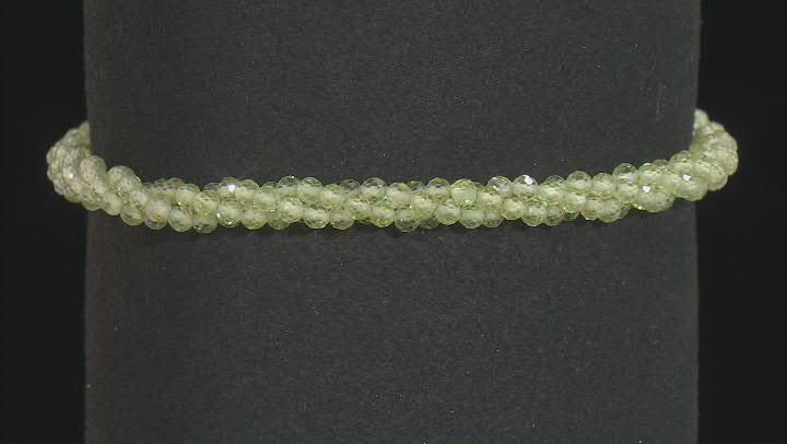 Green Peridot Beaded Rhodium Over Sterling Silver Bracelet Video Thumbnail