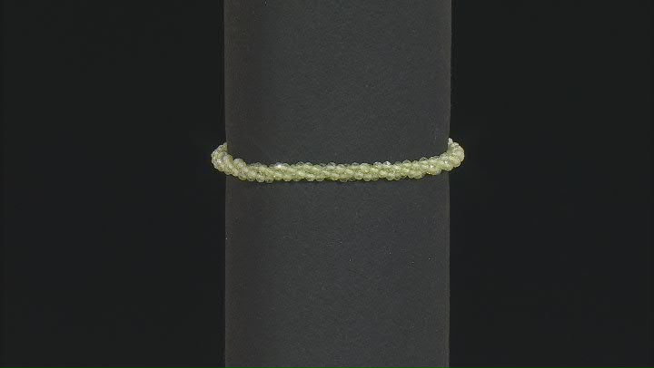 Green Peridot Beaded Rhodium Over Sterling Silver Bracelet Video Thumbnail