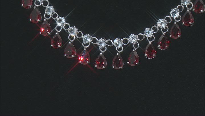 Red Garnet Rhodium Over Sterling Silver Necklace 33.19ctw Video Thumbnail