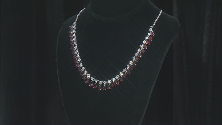 Red Garnet Rhodium Over Sterling Silver Necklace 33.19ctw Video Thumbnail