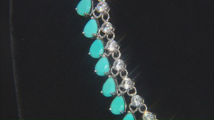 Sleeping Beauty Turquoise Rhodium Over Sterling Silver Necklace 11.50ctw Video Thumbnail