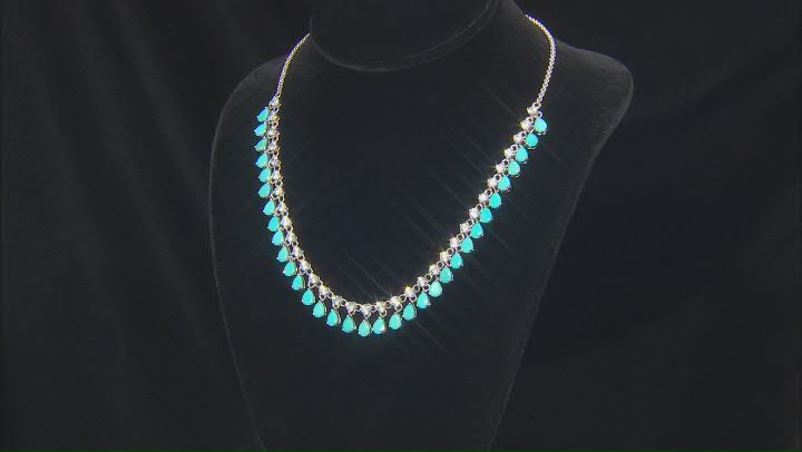 Sleeping Beauty Turquoise Rhodium Over Sterling Silver Necklace 11.50ctw Video Thumbnail