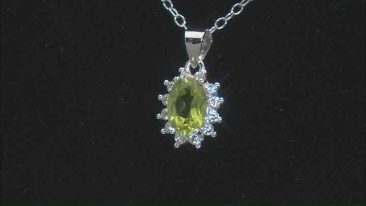 Green Peridot Rhodium Over Sterling Silver Ring, Earring & Pendant With Chain Set 3.38ctw Video Thumbnail