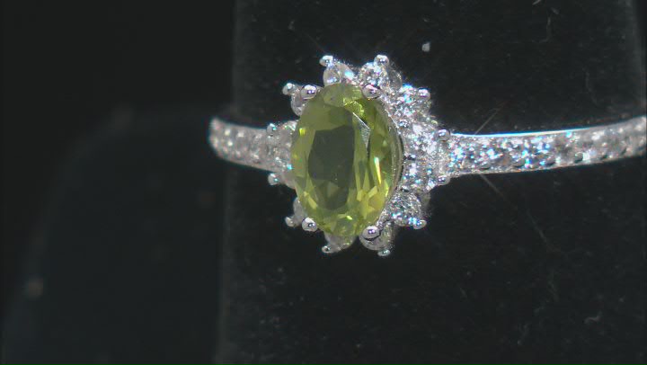 Green Peridot Rhodium Over Sterling Silver Ring, Earring & Pendant With Chain Set 3.38ctw Video Thumbnail