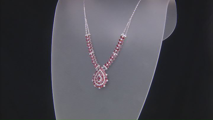 Red Garnet Rhodium Over Sterling Silver Necklace 16.93ctw Video Thumbnail