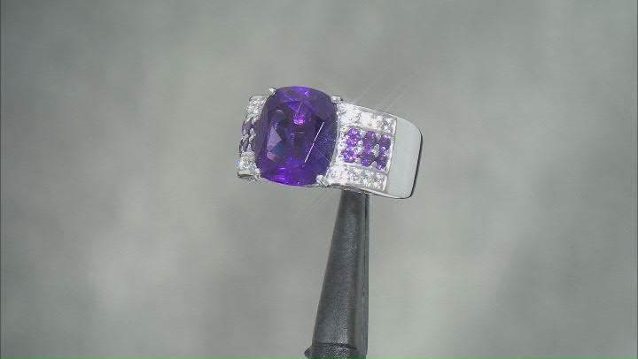 Purple Amethyst  Rhodium Over Sterling Silver Ring 4.87ctw Video Thumbnail